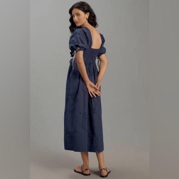 Damson Madder Rhea Dress - Navy Eyelet - Picture 2 of 5